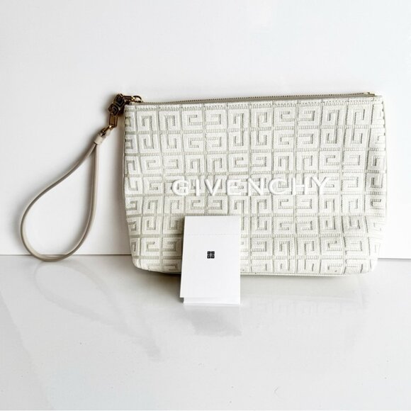 NWT GIVENCHY Travel Zip Top Pouch in Raffia with Wristlet - Picture 3 of 13